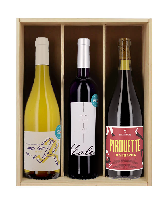 La crème des vins bios Petit Ballon - 3 bouteilles & caisse bois